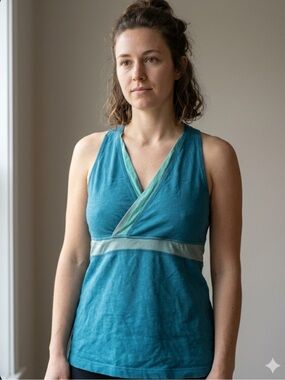 Lululemon Wrap Tank Top – Size 6 | Teal & Mint | Built In Bra| Athleisure